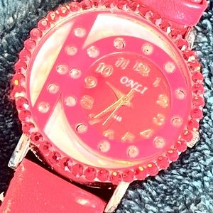 wristwatch red crystals needs battery vtg onli